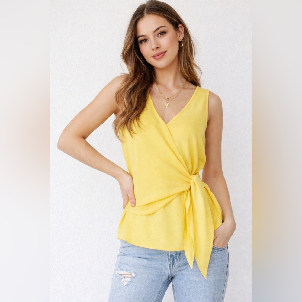 Escada Yellow Wrap Top‎ Sz. 38